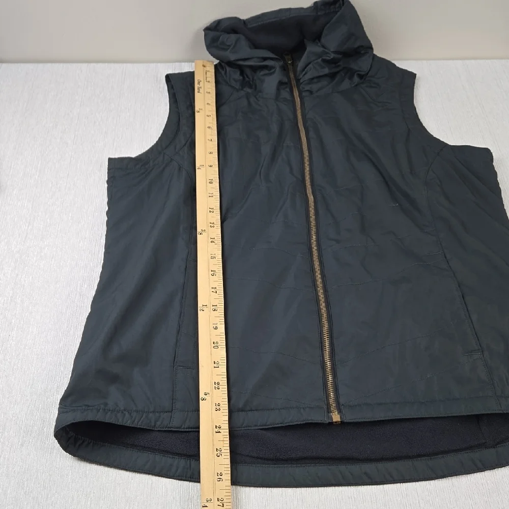 Columbia Womens Black Quilted Fleece Lined Funnel Neck Zip Up Vest Large 1671661